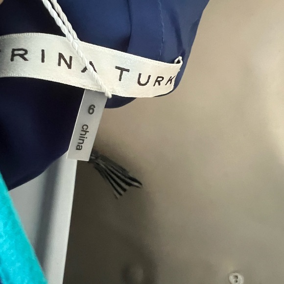 Trina Turk Blue Yvette Sleeveless Silk Trim Dress Size 6 $258 - Picture 5 of 8
